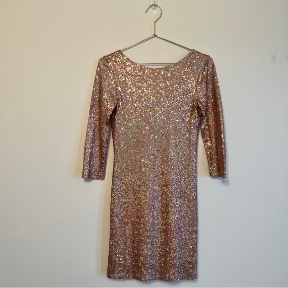 Topshop Dresses & Skirts - Topshop Rose Gold Pink Sequins Dress Mini Sz 4